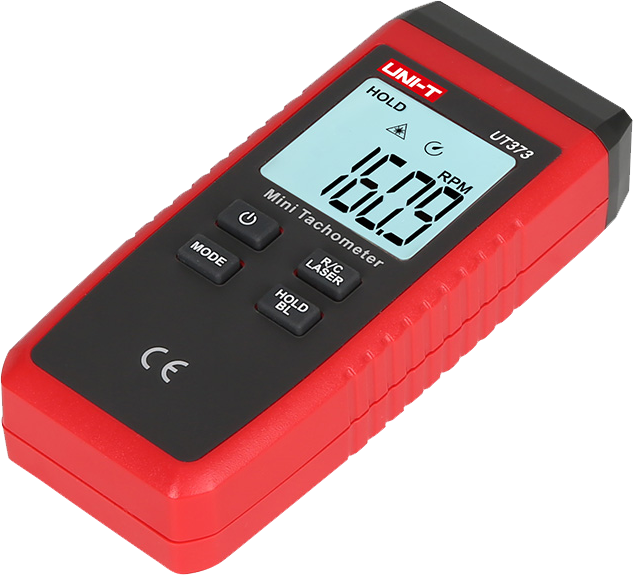جهاز ليزر تاكومتر ميني من يوني تي، لقياس سرعة دورات المحركات حتى 99999 لفة في الدقيقة، شاشة lcd مضيئة، يعمل ببطاريات 1.5 فولت، أحمر، UT373