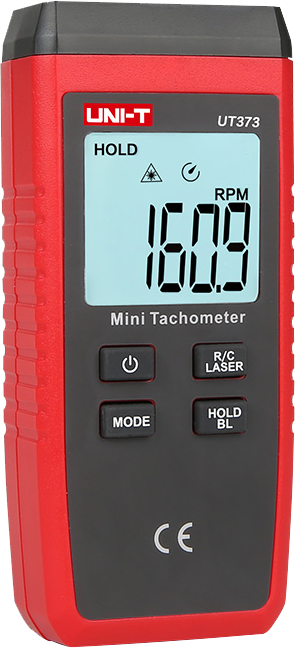 جهاز ليزر تاكومتر ميني من يوني تي، لقياس سرعة دورات المحركات حتى 99999 لفة في الدقيقة، شاشة lcd مضيئة، يعمل ببطاريات 1.5 فولت، أحمر، UT373