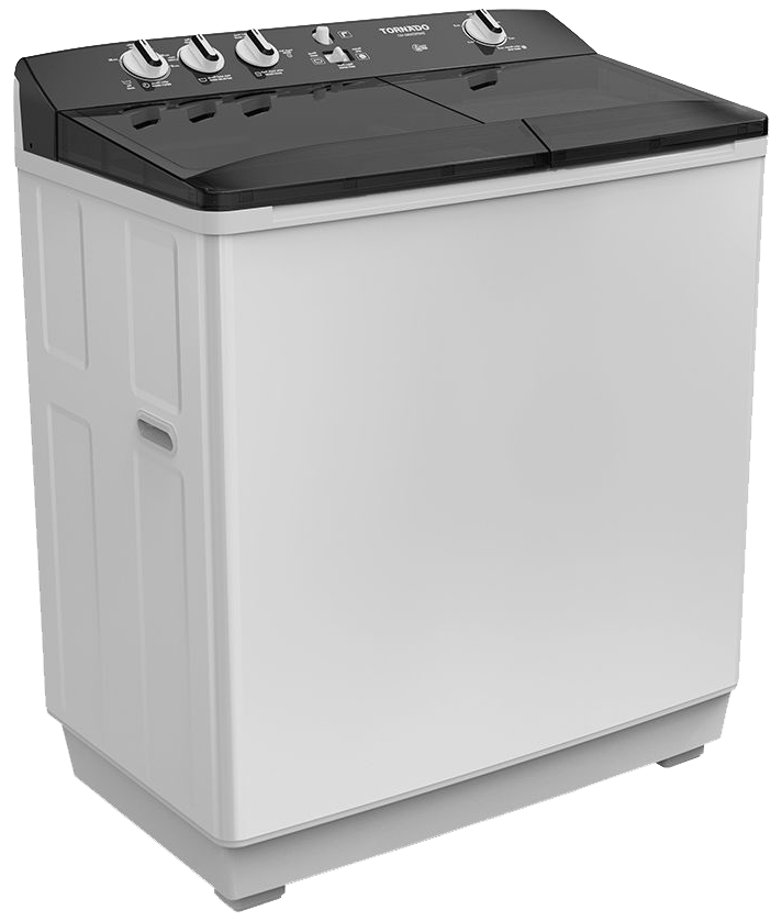 Tornado Half-Automatic Washing Machine, 12 Kg , 1400 RPM , 2 Motors , White - Black Door , TVH-HM12TS(WK)