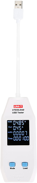 جهاز اختبار حالة كابلات الشحن من يوني تي، منفذ usb-a، الحد الأقصى للطاقة 60 وات، ابيض،  UT658 LOAD