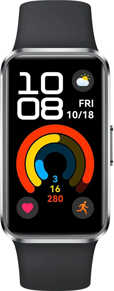 ساعة يد هواوي باند 10 ، شاشة اموليد تعمل باللمس 1.47 بوصة ، مقاومة للماء، سوار مطاطي ، هيكل الومنيوم، بطارية تدوم حتى 14 يوم، أسود