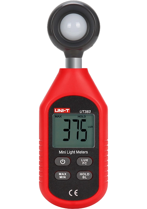 UNI-T UT383 LIGHT Meter, Illuminated LCD Display, Overload Indicator, Battery Powered, Red