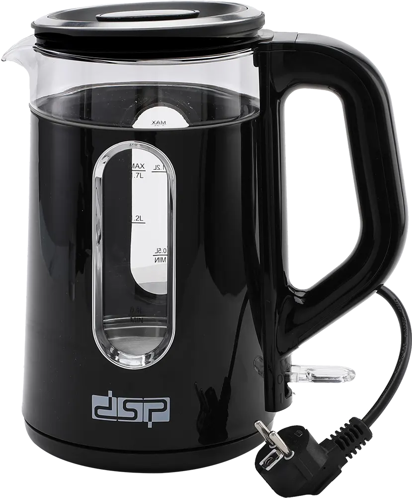DSP Plastic*Glass Electric Kettle,2200 W, 1.7L,  Black, Model KK1281