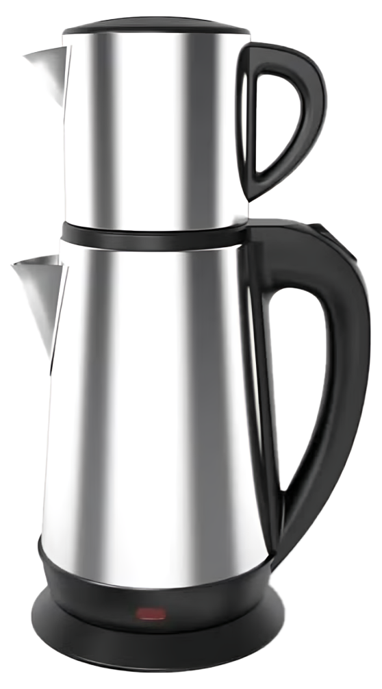 Jamaky Double Electric Kettle , 1800W , 0.8L - 2L Capacity, Stainless Steel , Heat Resistant Handles , Silver , JMK9511