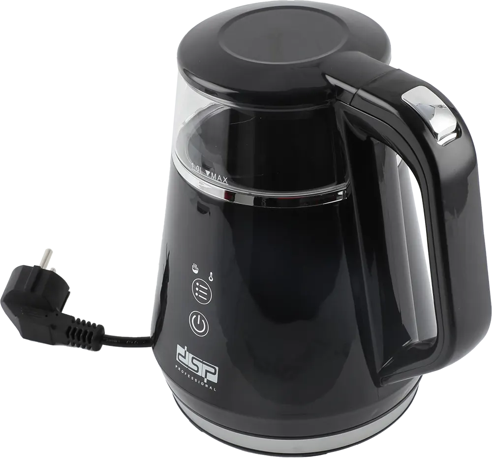 Electric Kettle DSP 1100W, 1L, Digital Display, Plastic *Glass, Black, Model KK1275