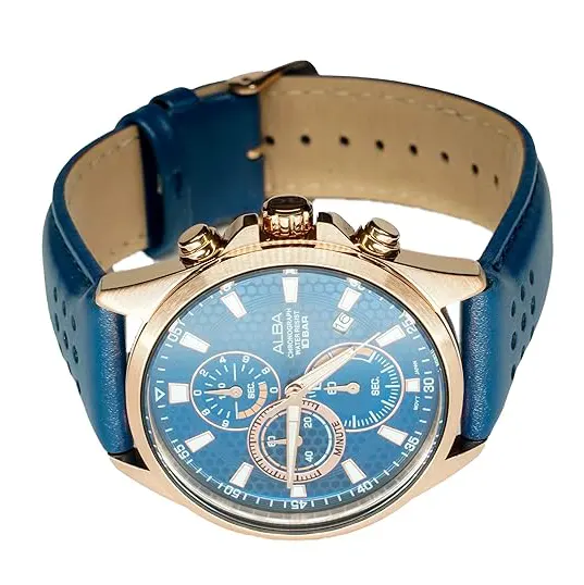 ساعة البا رجالي، مينا زرقاء، منقوش،  AM3878X1