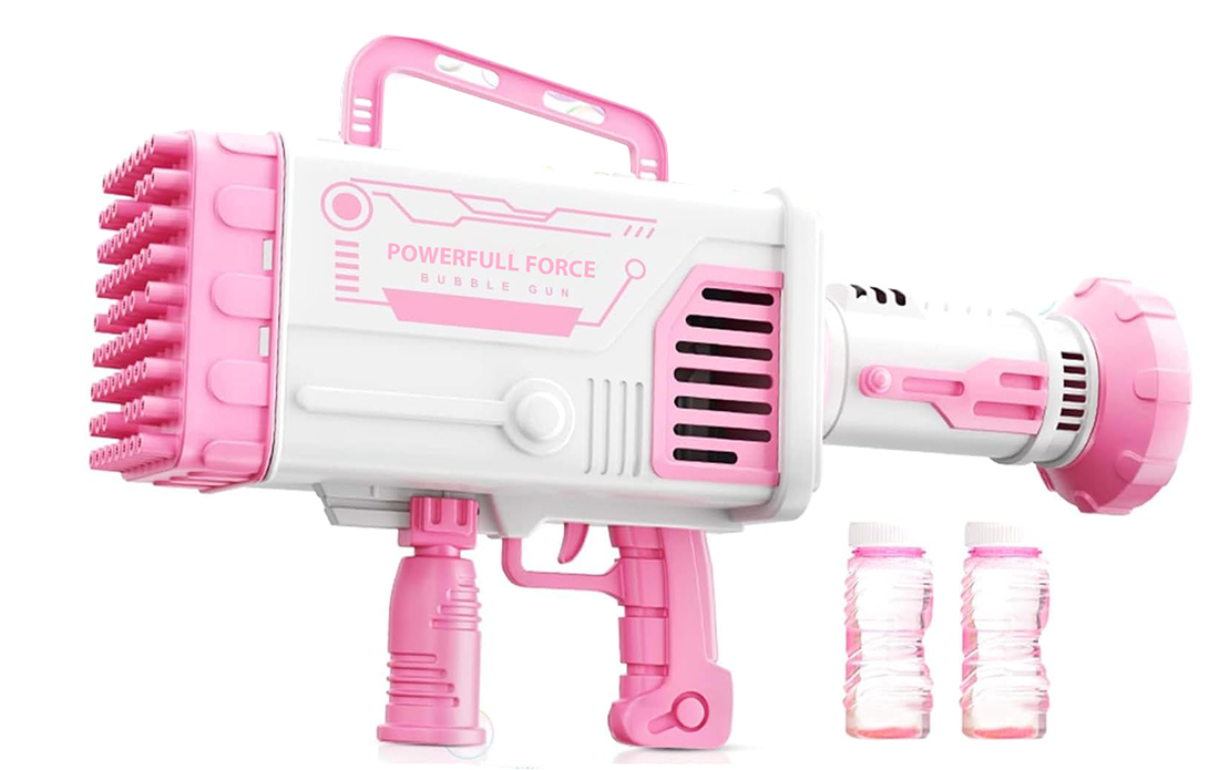 مسدس بابلز مع انوار مضيئة ، تعمل بالبطارية قابلة للشحن ، 60 فتحة بابلز ، متعدد الألوان ، 101