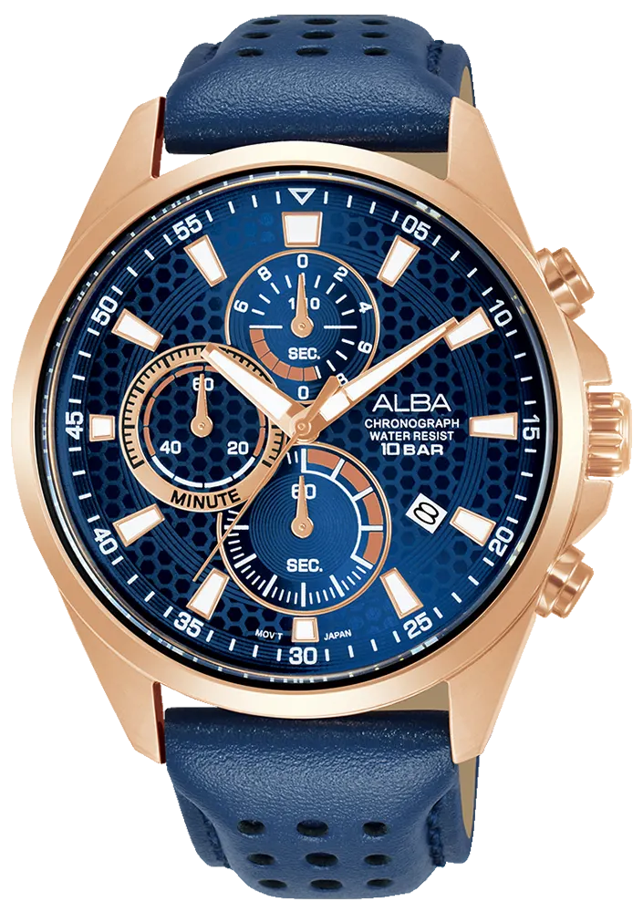 ساعة البا رجالي، مينا زرقاء، منقوش،  AM3878X1