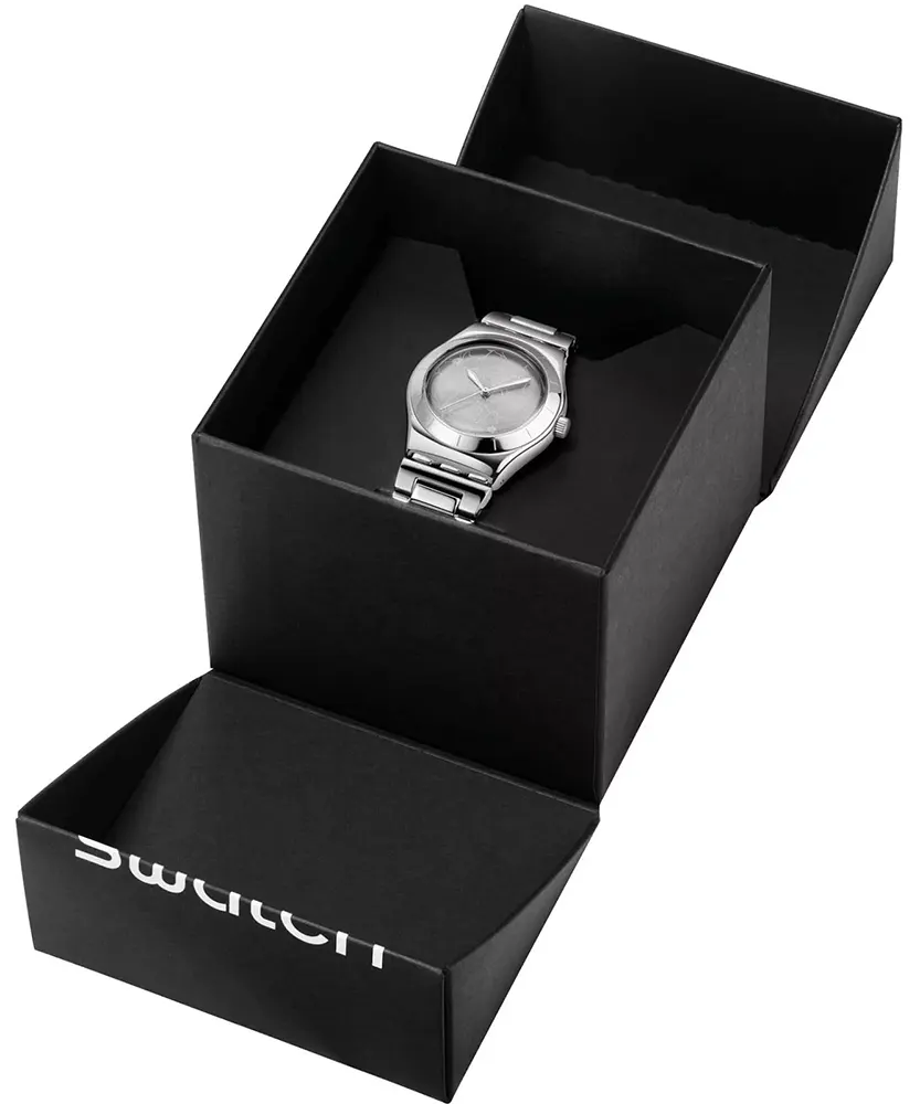 ساعة سواتش ايروني، سوار ستانلس، ميناء سيلفر،  متوسطة الحجم،  YLS237G