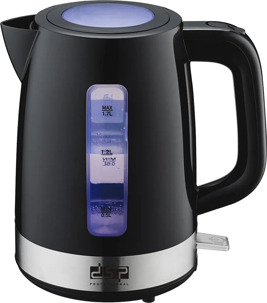DSP Plastic Electric Water Kettle, 2200 Watt, 1.7 Liter, Black, Model KK1261