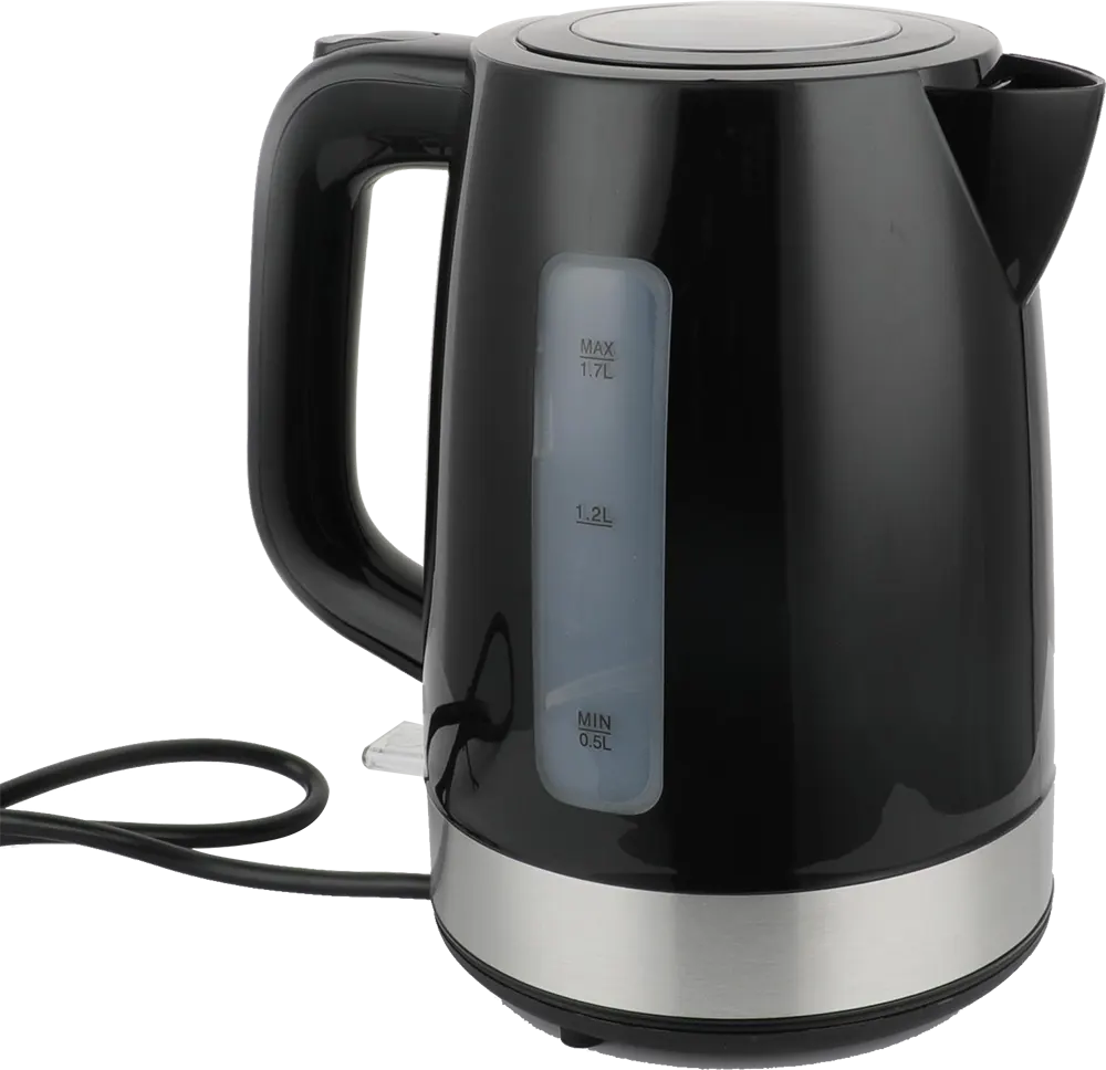 DSP Plastic Electric Water Kettle, 2200 Watt, 1.7 Liter, Black, Model KK1261