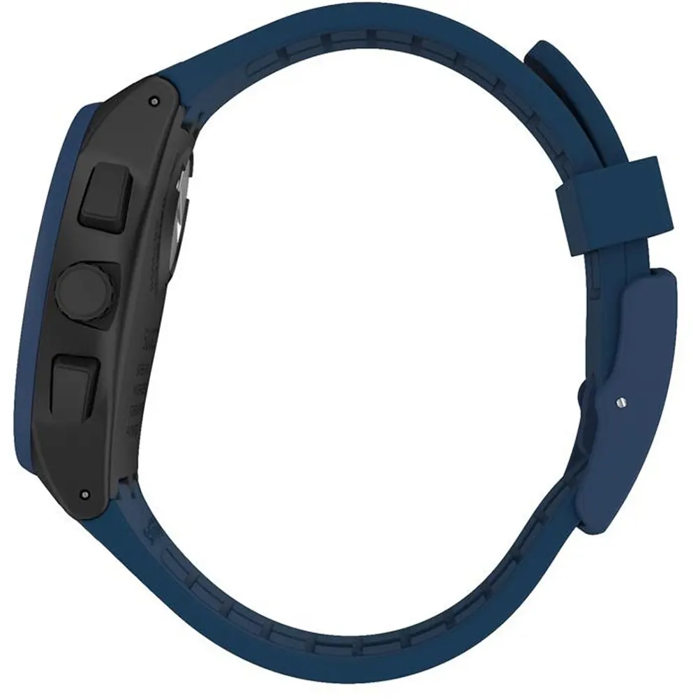 Swatch Swiss watch, blue strap, black dial, SUSB418