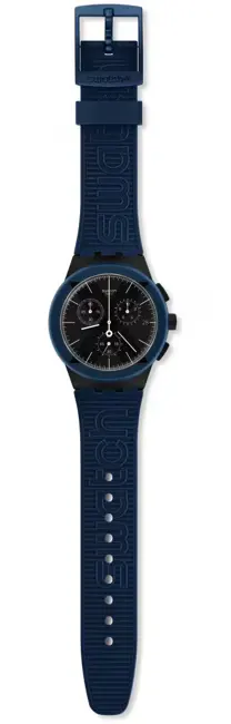 Swatch Swiss watch, blue strap, black dial, SUSB418