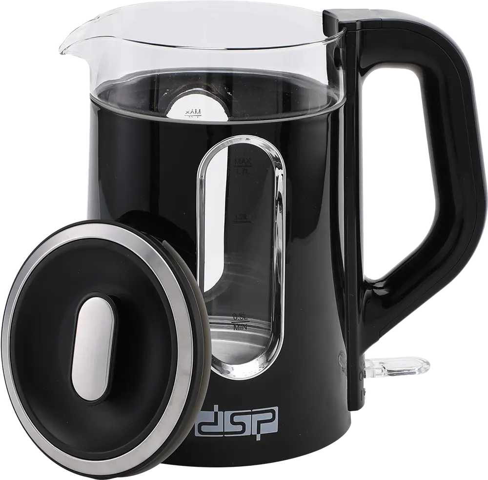 DSP Plastic*Glass Electric Kettle,2200 W, 1.7L, Black, Model KK1279