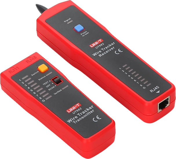 جهاز فحص و تعقب الأسلاك من يوني تي، وظيفة dcv، مقبس سماعة رأس ، يدعم تتبع اسلاك الهاتف والإثرنت والطاقة، أحمر، UT-682
