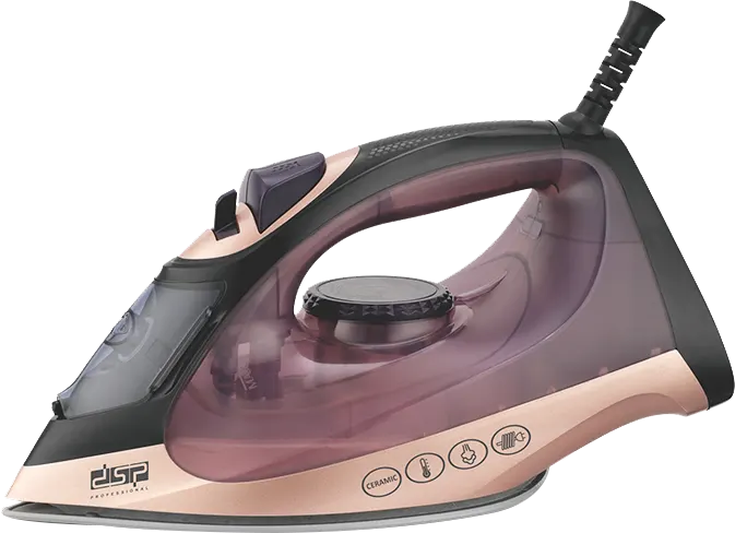 DSP Steam Iron, 2200 Watt, Ceramic soleplate, 280ml tank, Black*Gold, KD1348