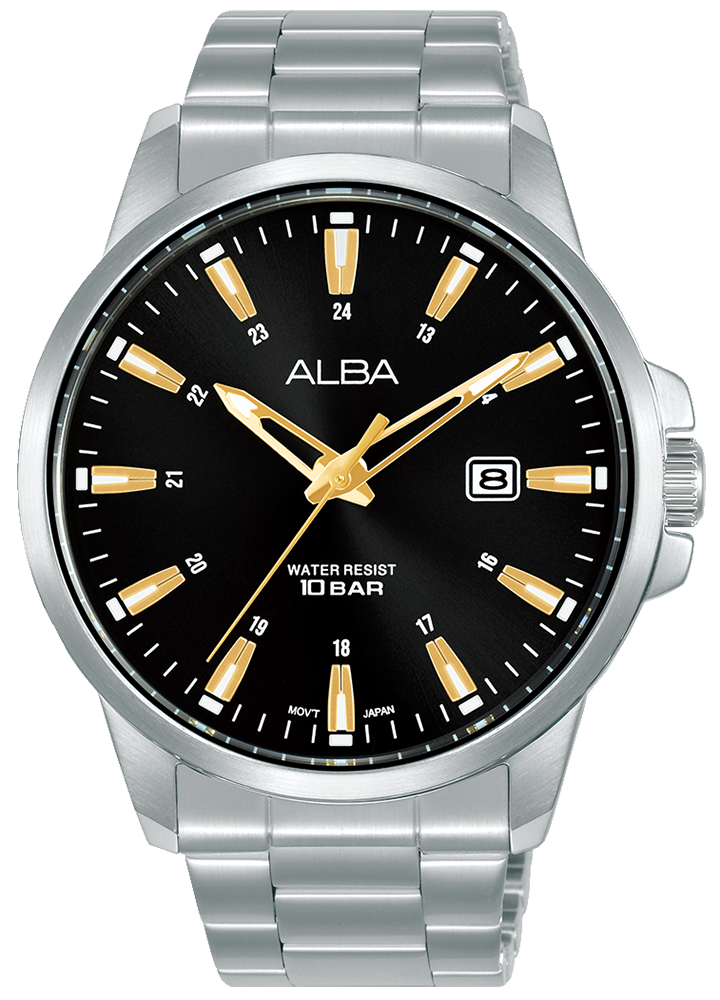 Alba Active Men's Watch , Black Dial , Round Hands , Silver Stainless Steel Band , Analog Wrist Watch , Silver , AS9Q51X1