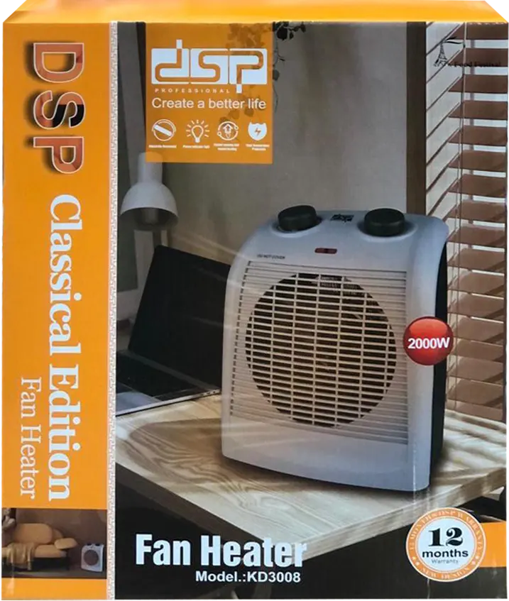 DSP Fan Heater, 2000W, White, KD3008