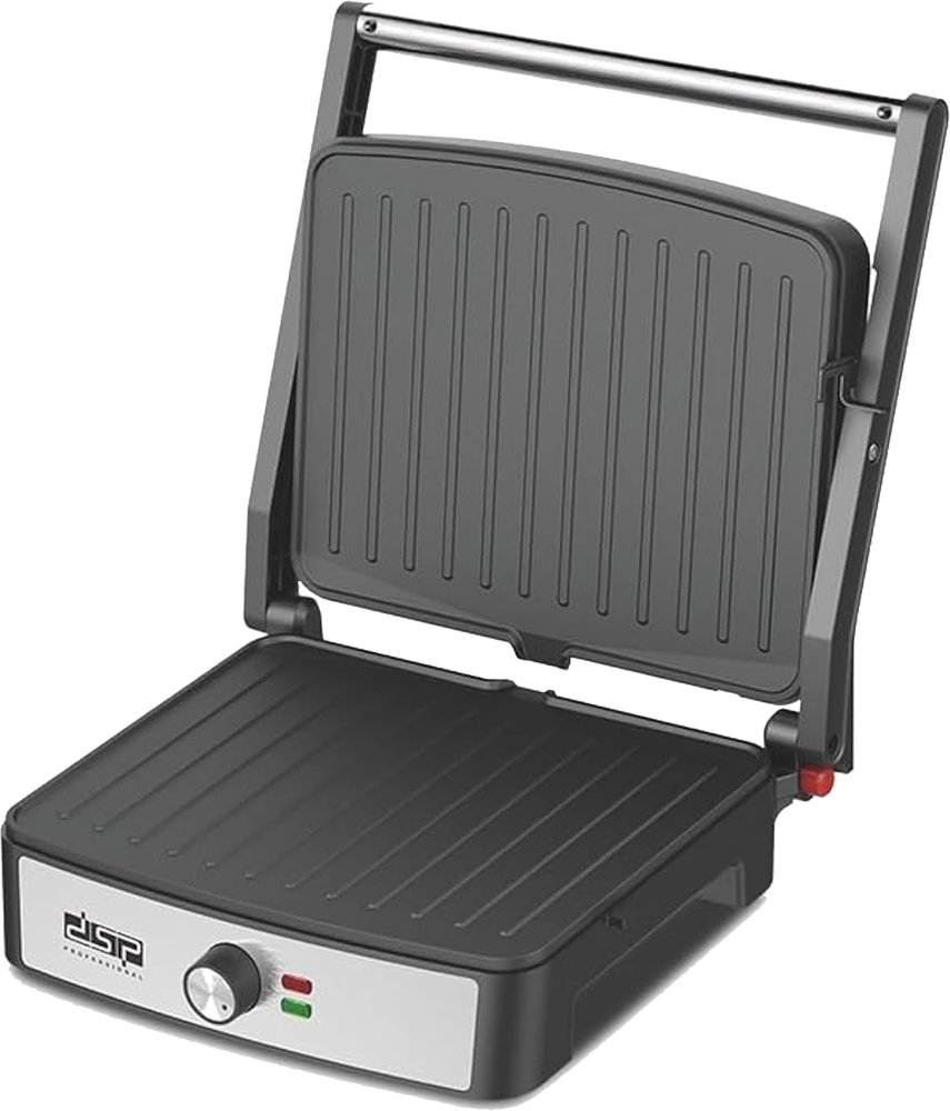DSP Electric Sandwich Maker and Grill, 2200W, Non-Stick Surface, Silver*Black, KB1086