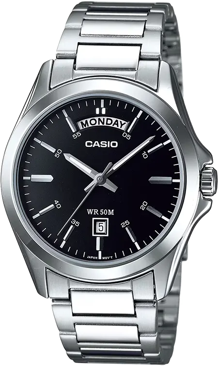 ساعة كاسيو للرجال، مينا اسود، عقارب دائرية، سوار ستانلس ستيل فضي، ساعة يد تناظرية، فضي، MTP-1370D-1A1VDF