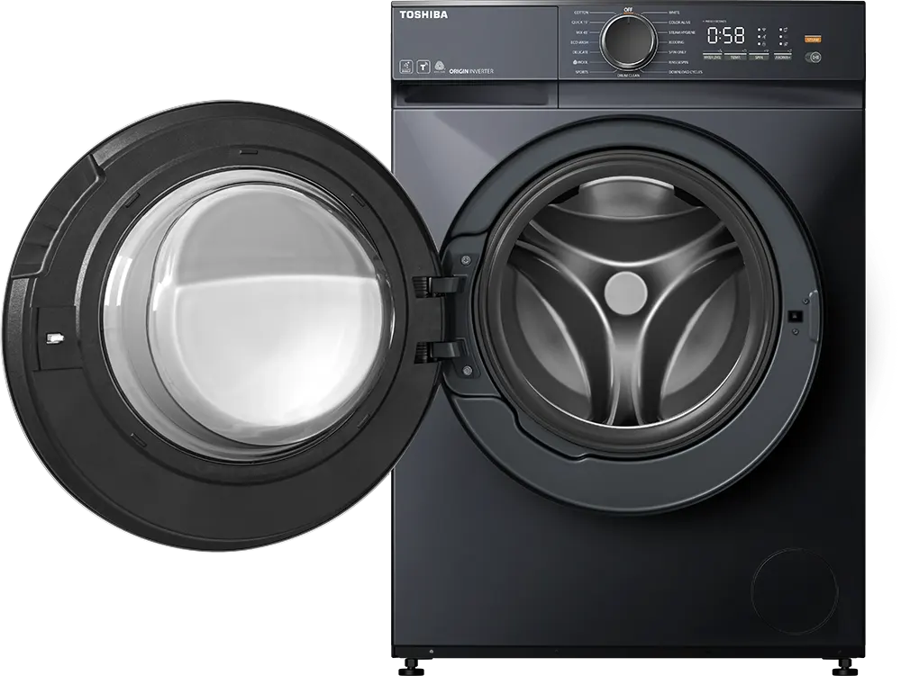 Toshiba T21 Fully Automatic Washing Machine, Front Load, 8.5 kg, 1400 RPM, Inverter, Steam, Digital Screen, Wi-Fi, Dark Grey, TW-T21BU95UWEG(MG) (Miraco Warranty 19111)