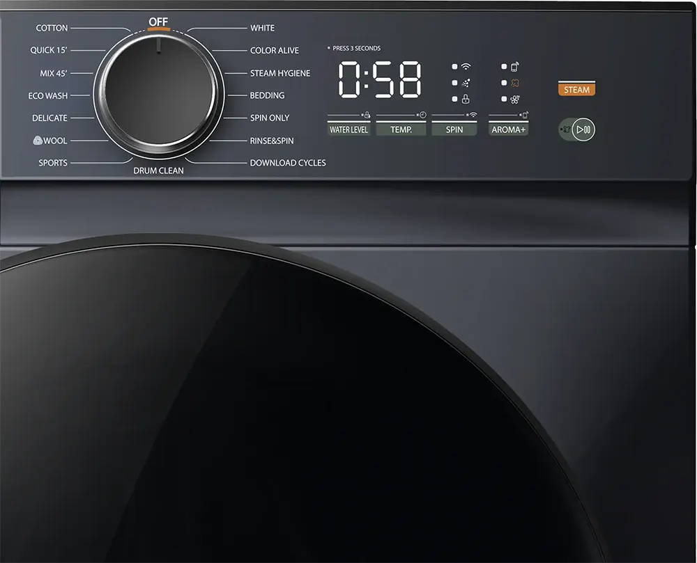Toshiba T21 Fully Automatic Washing Machine, Front Load, 8.5 kg, 1400 RPM, Inverter, Steam, Digital Screen, Wi-Fi, Dark Grey, TW-T21BU95UWEG(MG) (Miraco Warranty 19111)