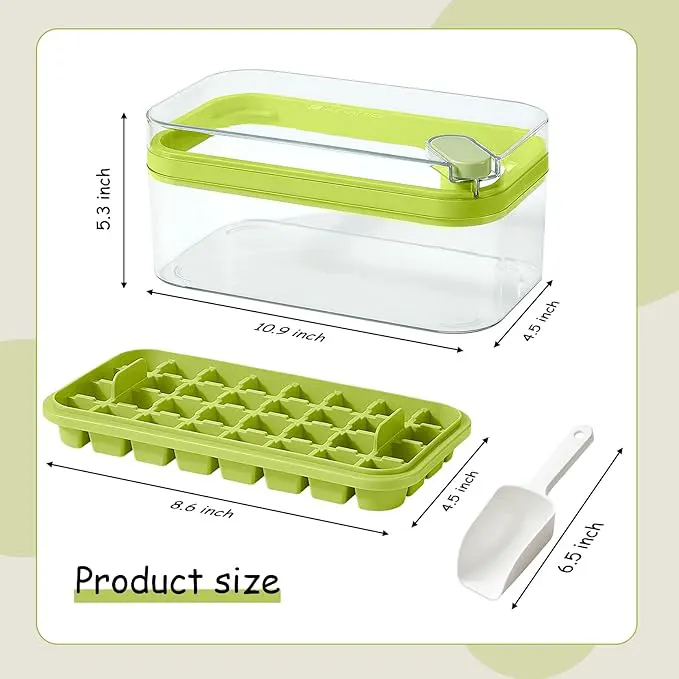 Ice box with lid, box, and scoop, green, 1993-202