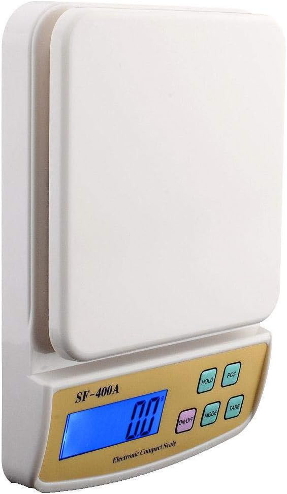 ميزان مطبخ حساس الكتروني لوكس، شاشة ديجيتال lcd، يزن حتى 10 كيلو، أبيض، sf-400A