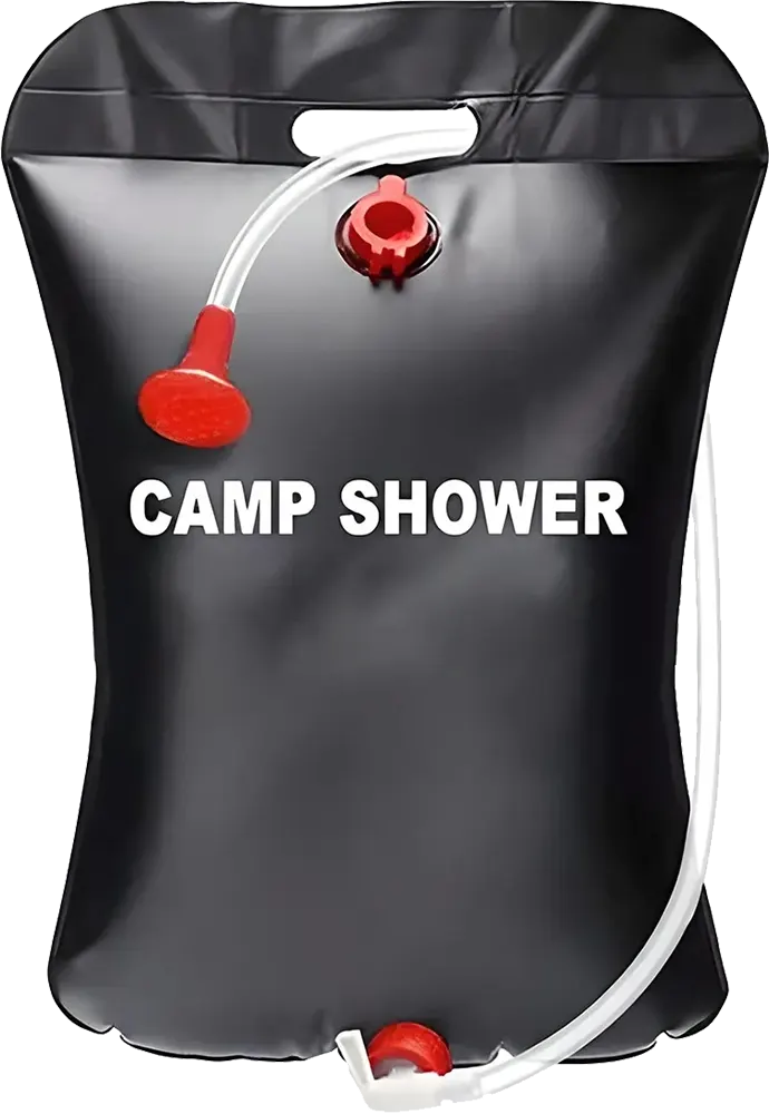 Portable Thermal Shower Bag for Camping and Hiking, 20L, Black, Model 1320