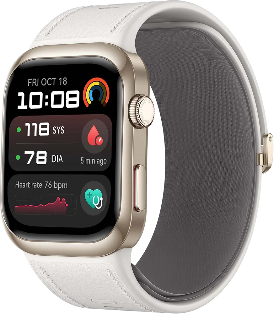 ساعة هواوي D2 الذكية ، شاشة 1.82 بوصة - AMOLED ، بلوتوث ، مقاومة للماء ، سوار من الجلد ، أبيض