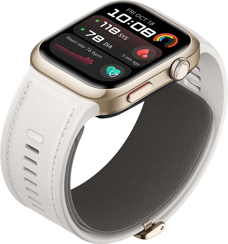 ساعة هواوي D2 الذكية ، شاشة 1.82 بوصة - AMOLED ، بلوتوث ، مقاومة للماء ، سوار من الجلد ، أبيض