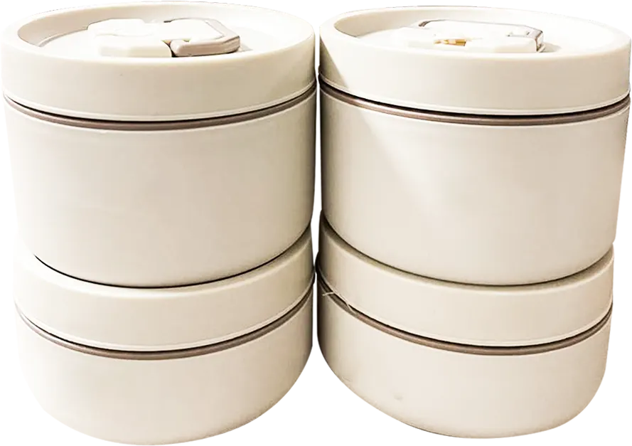 لانش بوكس حراري 4 قطع مع شنطة حفظ حرارية، لون بيج