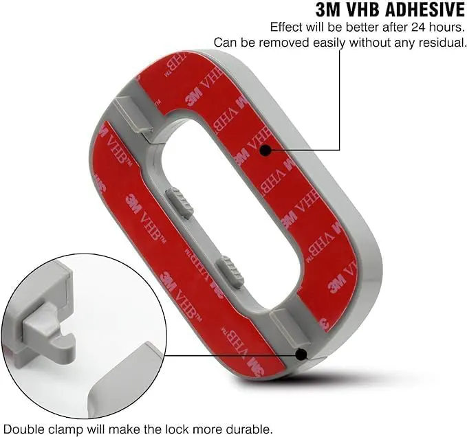قفل آمن مغناطيسي للثلاجة والفريزر، 2 زر، أبيض-رمادي