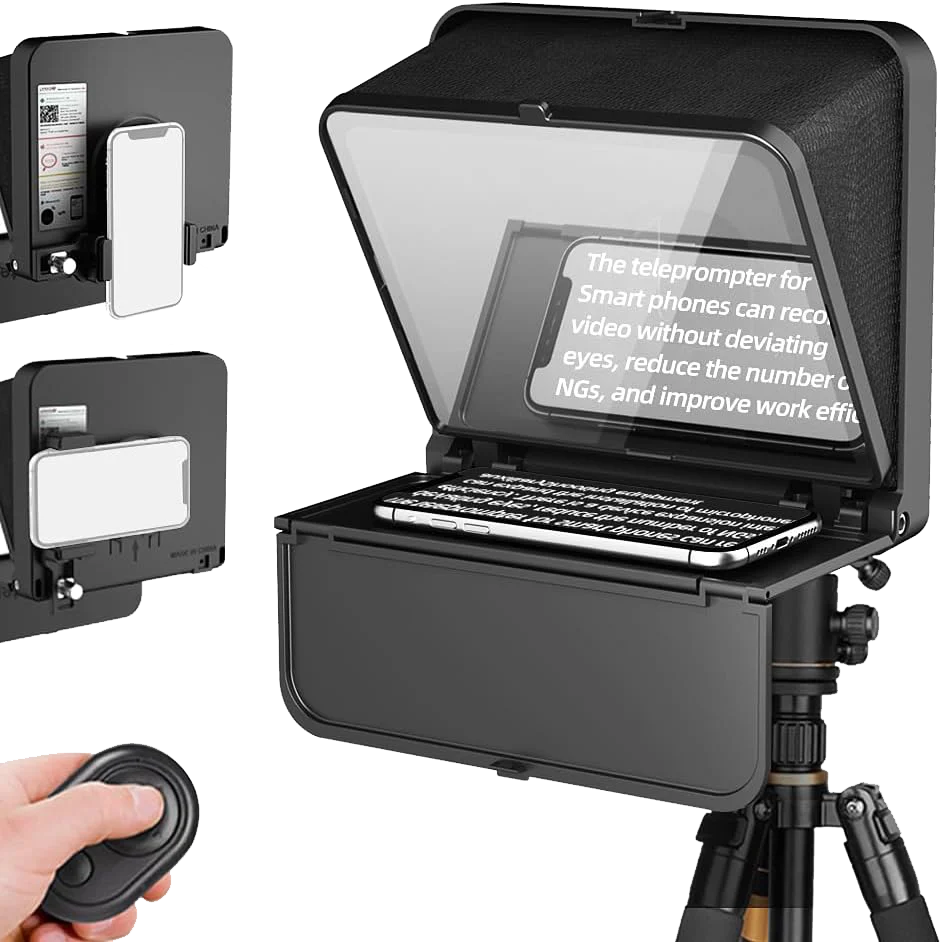 LensGo 1-Second Foldable Mobile Phone Teleprompter, 7.8-inch HD Screen, Black, TC7S