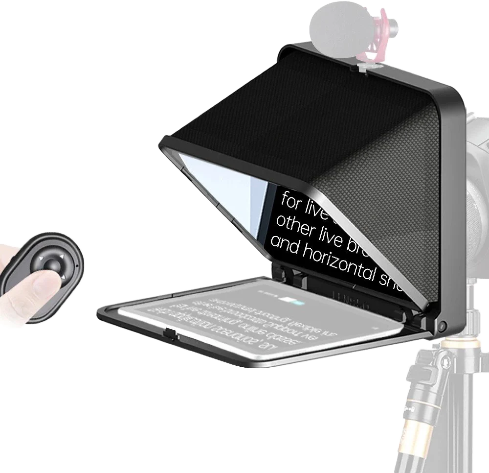 LensGo Phone Teleprompter, Foldable in 1 Second, 7.9 Inch HD Screen, Suitable for Phones and Tablets, Black, TC7
