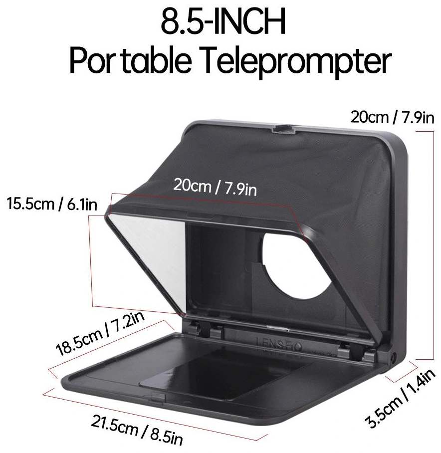 LensGo Phone Teleprompter, Foldable in 1 Second, 7.9 Inch HD Screen, Suitable for Phones and Tablets, Black, TC7