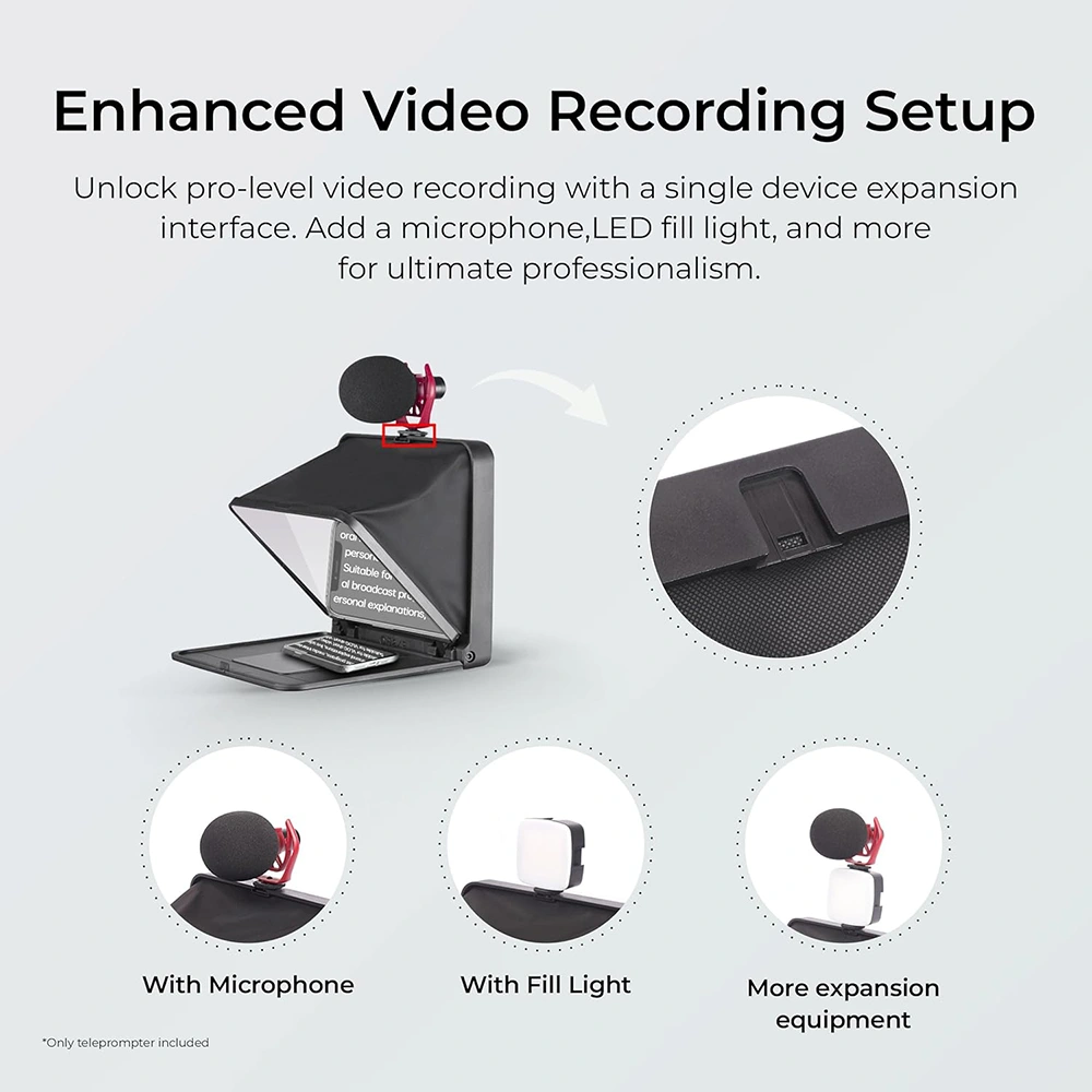 LensGo Phone Teleprompter, Foldable in 1 Second, 7.9 Inch HD Screen, Suitable for Phones and Tablets, Black, TC7