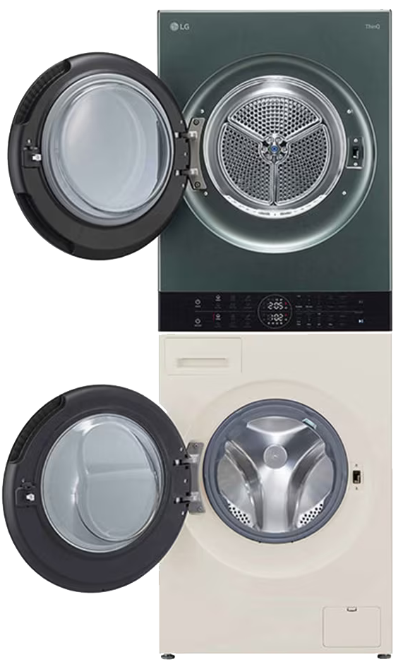 غسالة ملابس ال جي ووش تاور فول اوتوماتيك ، 13 كيلو ، مجفف 10 كيلو ، شاشة ديجيتال ، مركز تحكم واحد ، تكنولوجيا الانفرتر ، اخضر × بيج ، FWT1310BGP