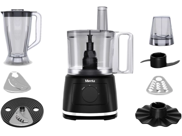 Mienta Food Processor, 28 Functions, 1000 Watts, 2.5 Liter Bowl, 2 Liter Blender, Black, FP141535A