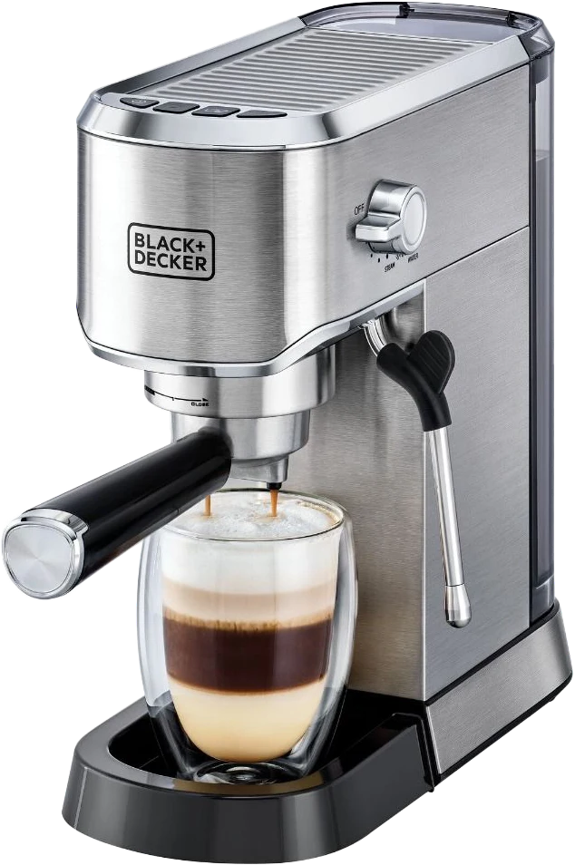 ماكينة صنع القهوة بلاك اند ديكر،1450 وات، سعة 1 لتر، 15 بار،  سيلفر، ECM150 ( بضمان انسيا )