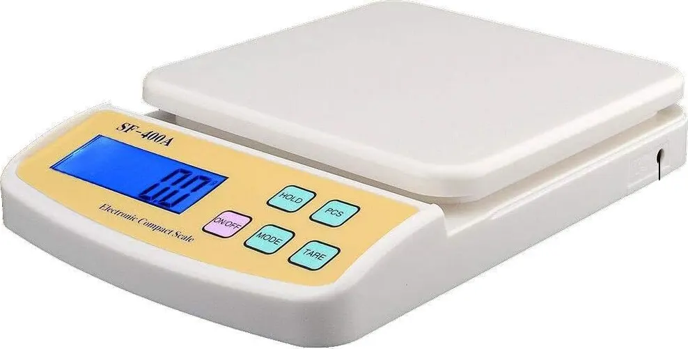 ميزان مطبخ حساس الكتروني لوكس، شاشة ديجيتال lcd، يزن حتى 10 كيلو، أبيض، sf-400A