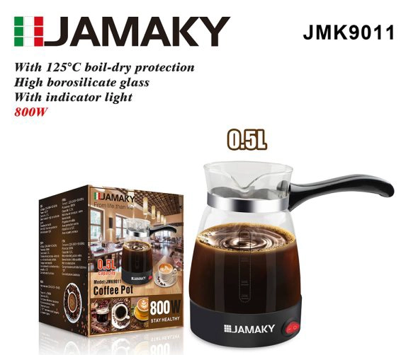 كنكة تحضير قهوة تركي بالكهرباء جماكي، 800 وات، 0.5 لتر، أسود، JMK9011