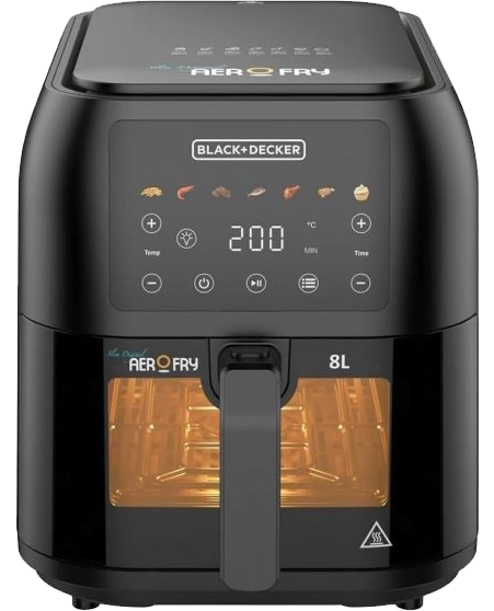 قلاية هوائية بلاك اند ديكر، 8 لتر، 1700 وات، تحكم ديجيتال باللمس، SAF80W (ضمان انسيا)