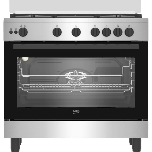 بوتاجاز غاز بيكو، 5 شعلة، 90 سم، امان تام، حوامل زهر، اشعال ذاتي، مروحتين تبريد وتوزيع ، استانلس ستيل ، BGGR 11125 GB