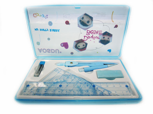 Hamada Geometry Tools Set, 6 Pieces, Plastic Box, Transparent