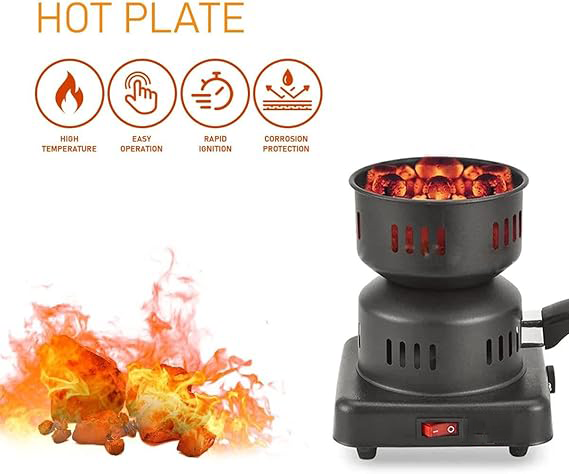 مشعل فحم كهربائي جماكي، 1200 وات، اشعال الفحم خلال 3 دقايق، أسود، JMK7015