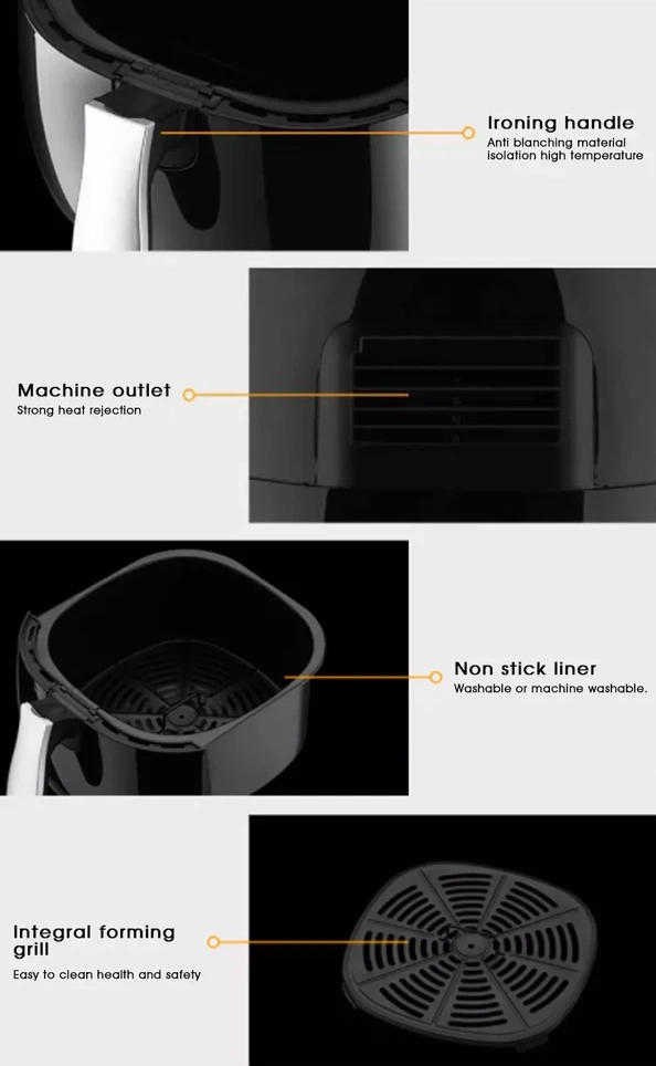 قلاية هوائية دي اس بي، 2.6 لتر، 1350 وات، موفرة للطاقة، اسود، KB2020