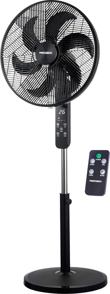 Stand Fan MediaTech 18-inch , 6 Blades, Remote Control, Black, Model MT-SF46R