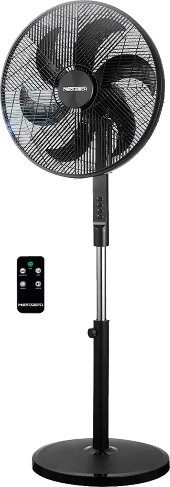 Stand Fan MediaTech 18-inch , 6 Blades, Remote Control, Black, Model MT-SF42R