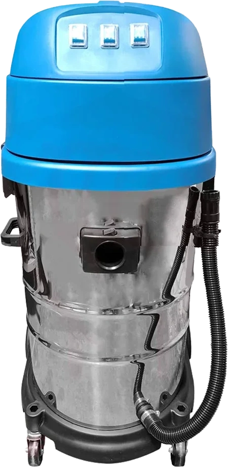 مكنسة كهربائية برميلية دونج شينج، 3200 وات، 80 لتر، 3 موتور، شفط أتربة وسوائل، فضي*أزرق، DVC80